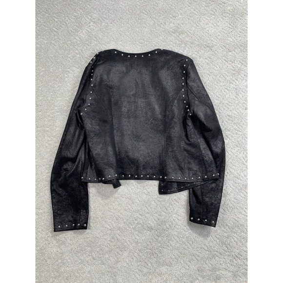 Cartise Black Studded Faux Suede Jacket Womens 8 Open Front Edgy Moto Style - Picture 10 of 10